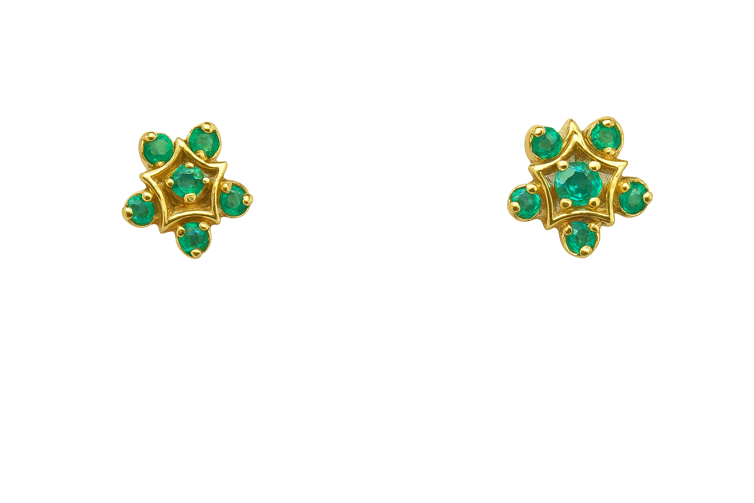 Beautiful Emerald  18 Kt Gold Earing